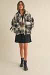 Wool Fringed Detail Plaid Jacket