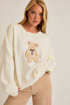 Long Sleeve Crew Neck Teddy Bear Sweater