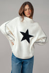 Star Knit Oversized Sweater Top