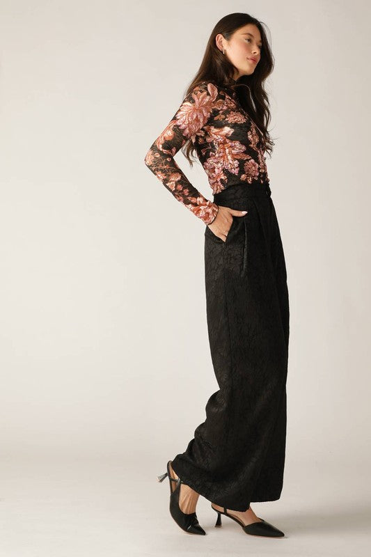 Printed Stretch Lace Top