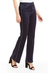 Tractr Mid Rise Bling Side Seam Piping Bootcut