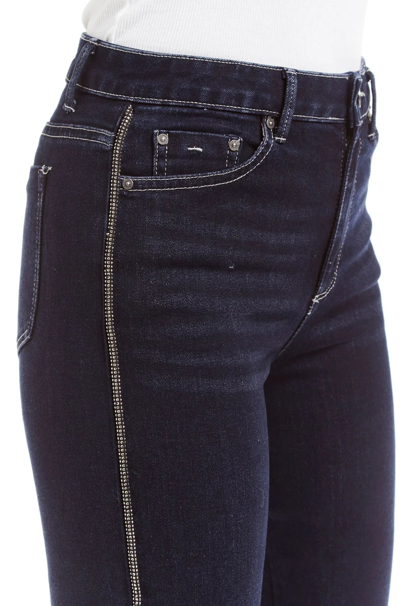 Tractr Mid Rise Bling Side Seam Piping Bootcut