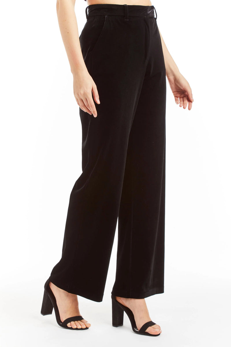 Lined Stretch Velvet Wide Leg Trouser