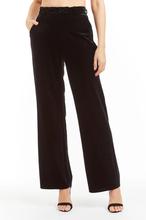 Lined Stretch Velvet Wide Leg Trouser