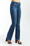 High Rise Front Flap Pocket Boot Cut Jeans