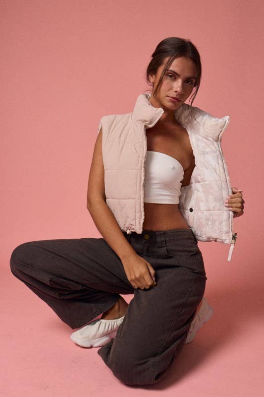 Reversible Cropped Puffer Vest