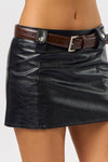 PU Skirt with Short Lining and Contrast Belt