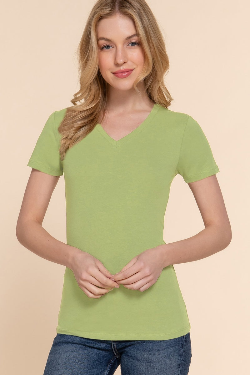 Short Sleeve V-Neck Jersey Top
