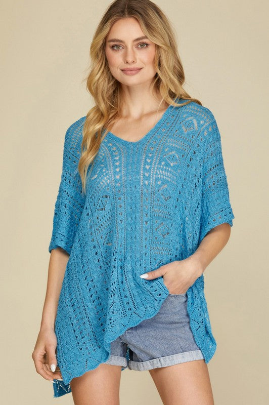 Drop Shoulder Cover Up Sweater Top