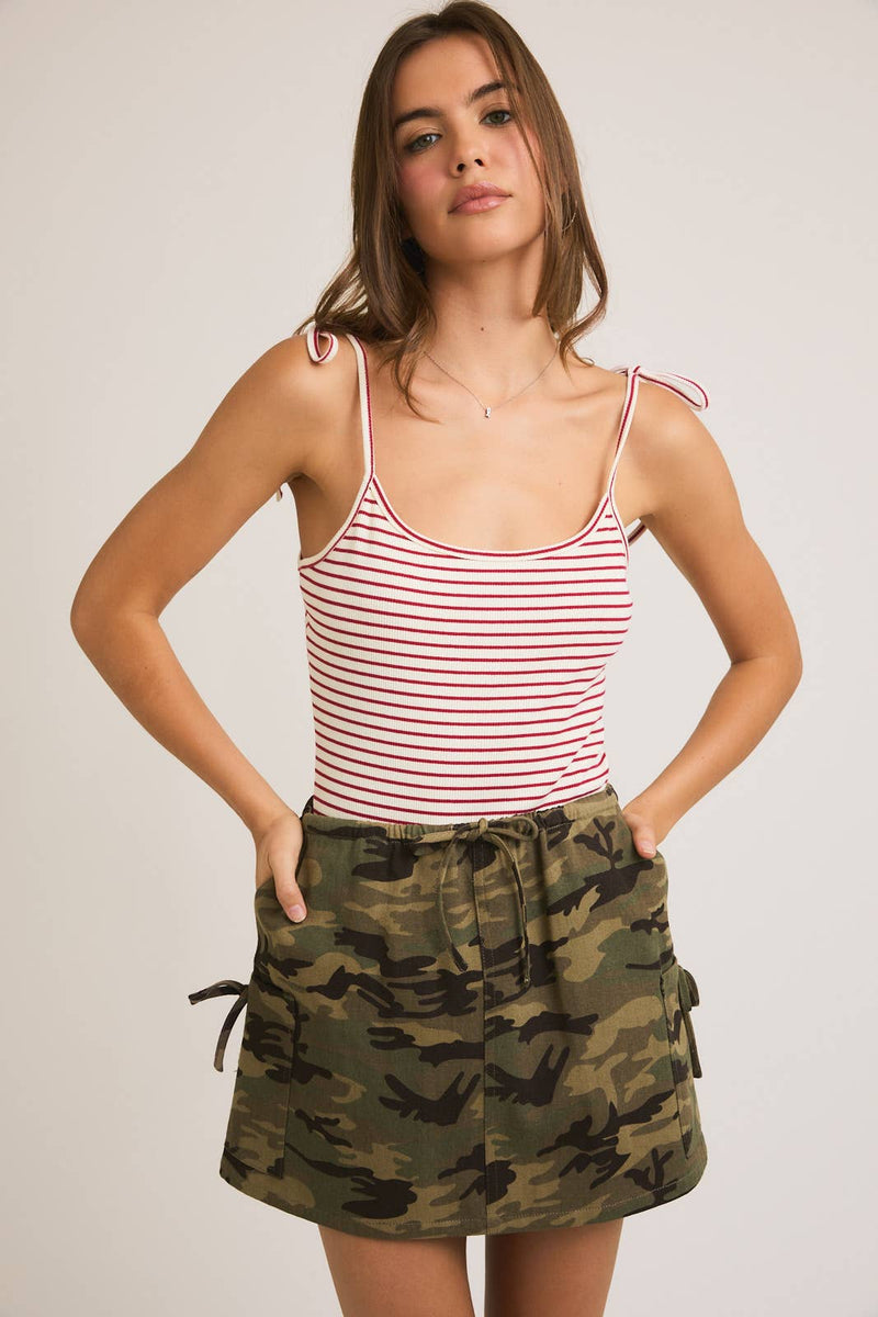 Shoulder Tie Spaghetti Bodysuit