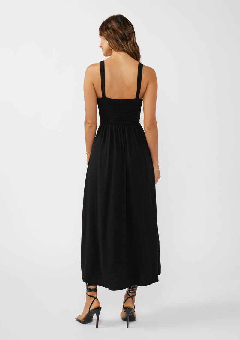 V-Neck Ruched Button Down Maxi Dress