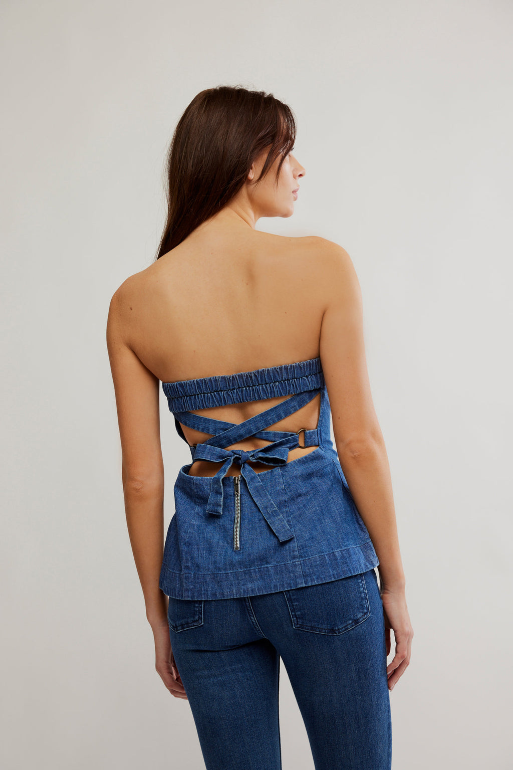 Free People Lora Denim Tube Top