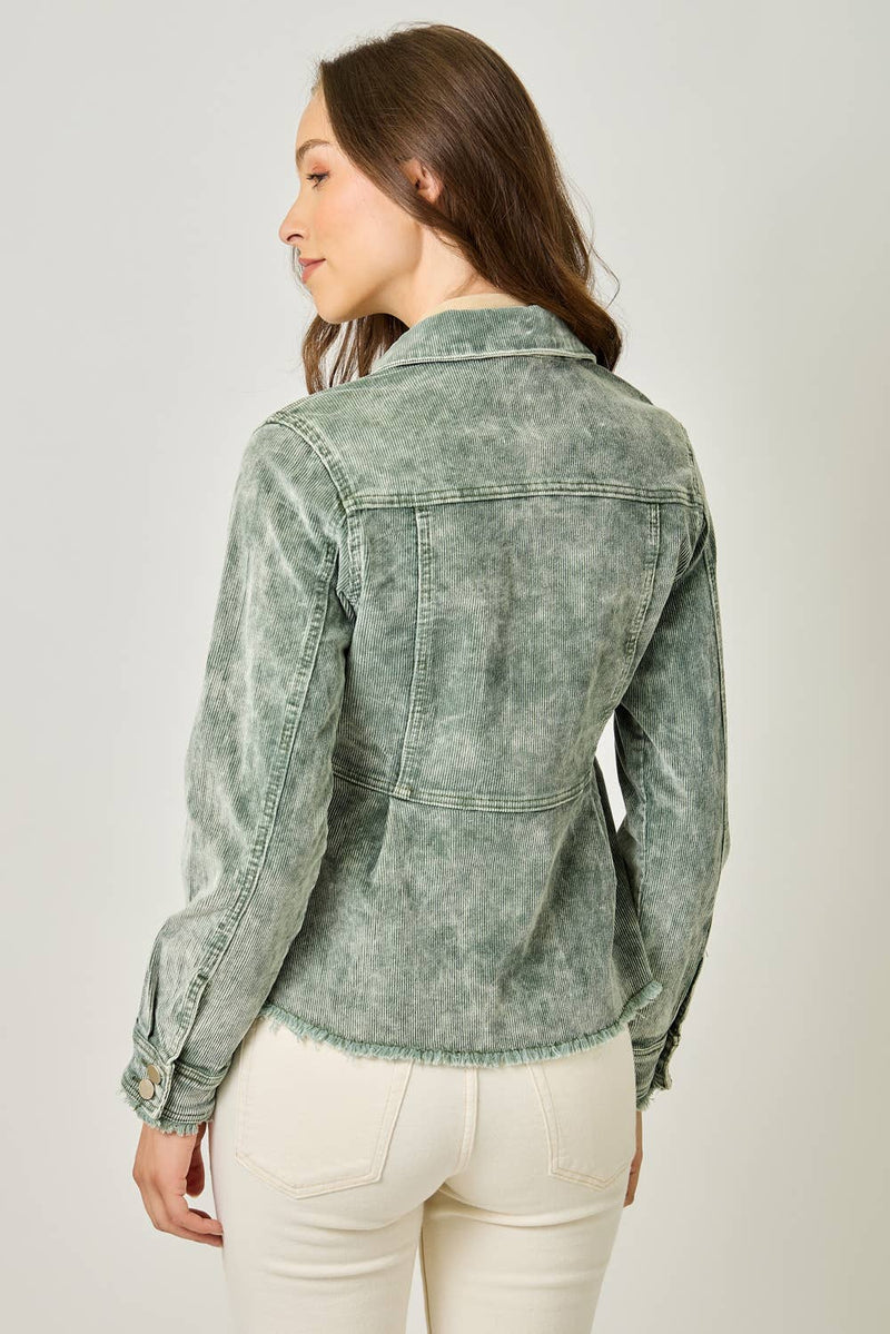 Washed Denim Peplum Jacket