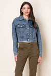 Daisy Embroidered Cropped Denim Trucker