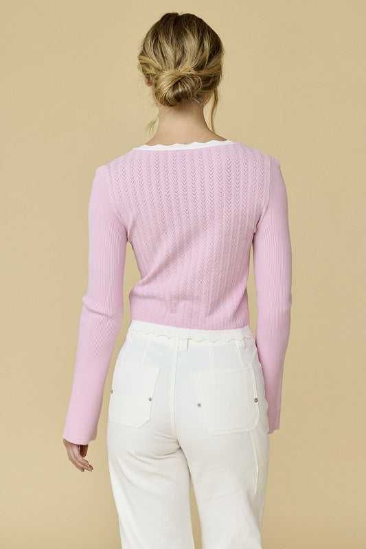Dylan Sweetheart Flare Sleeve Knit Top