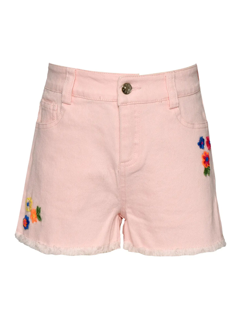 Vintage Denim Shorts With Embroidery- Girls