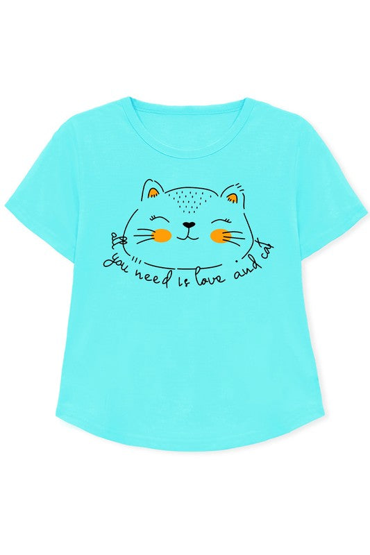 ‘All You Need Is Love & Cat’ Tee- Girls