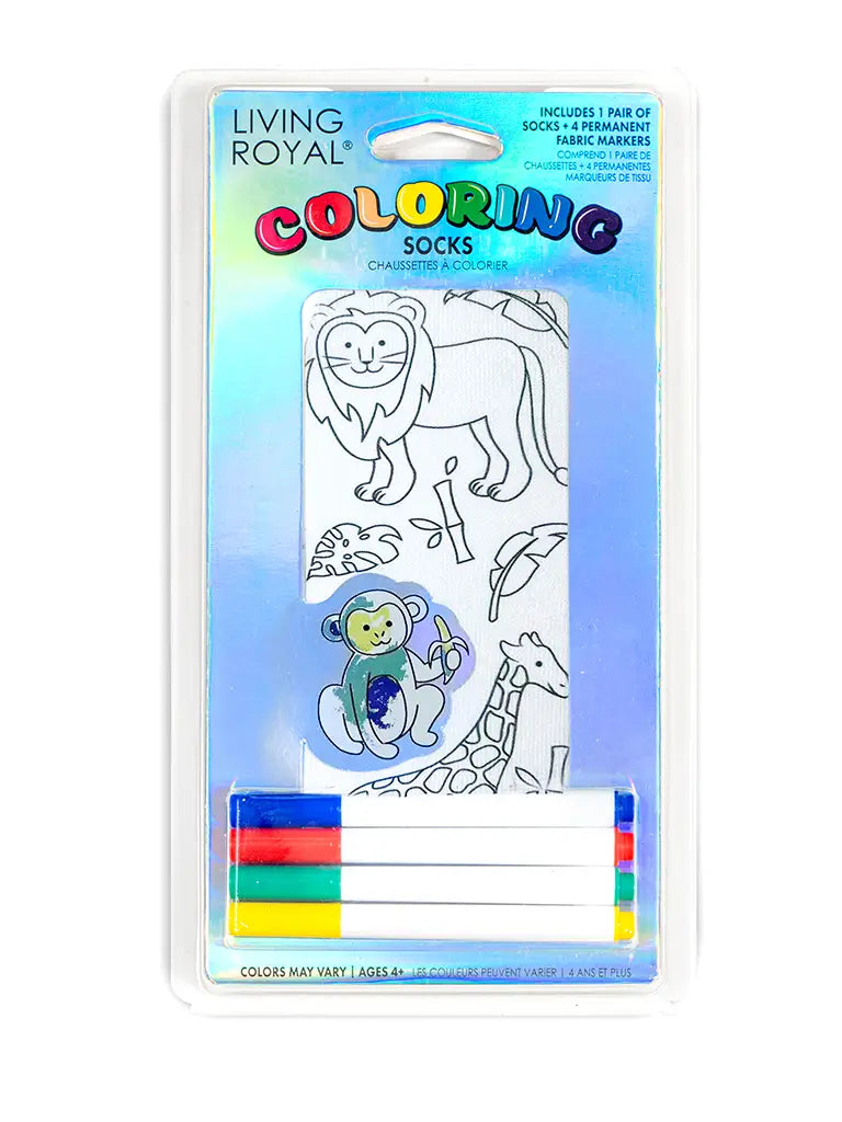Zoo Coloring Socks