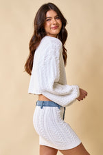 Denim Contrast Sweater And Skirt Set