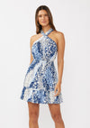 Floral Patchwork Halter Neck Mini Dress