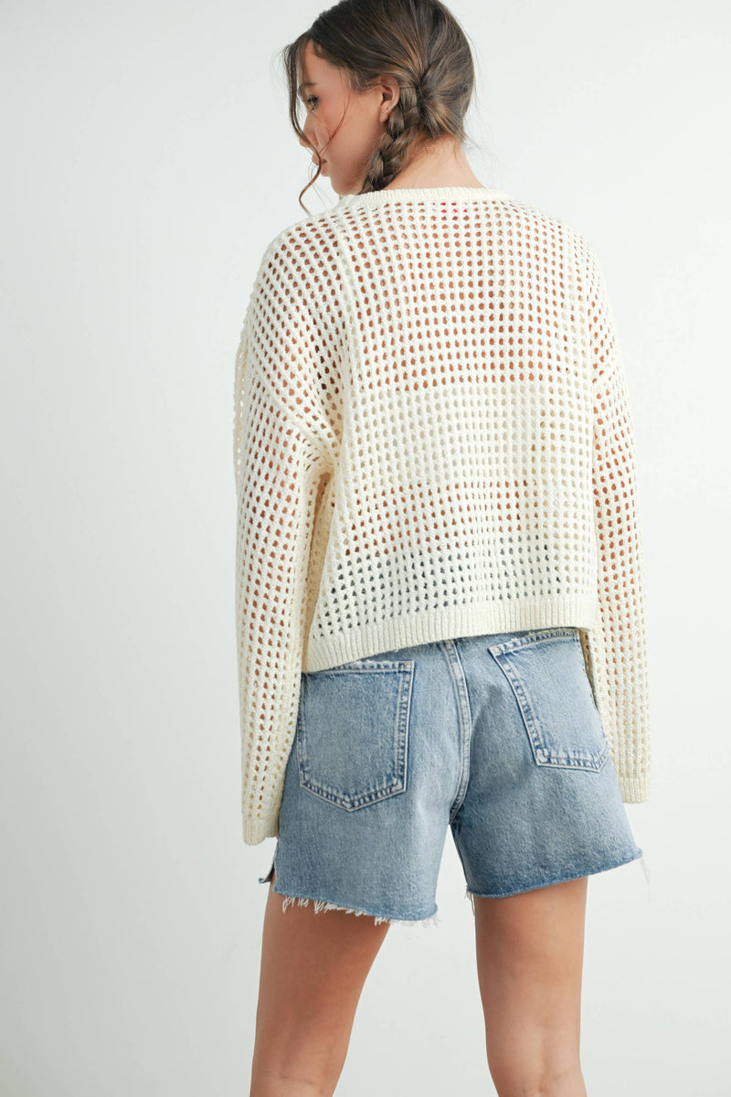 Crew Neck Crochet Sweater