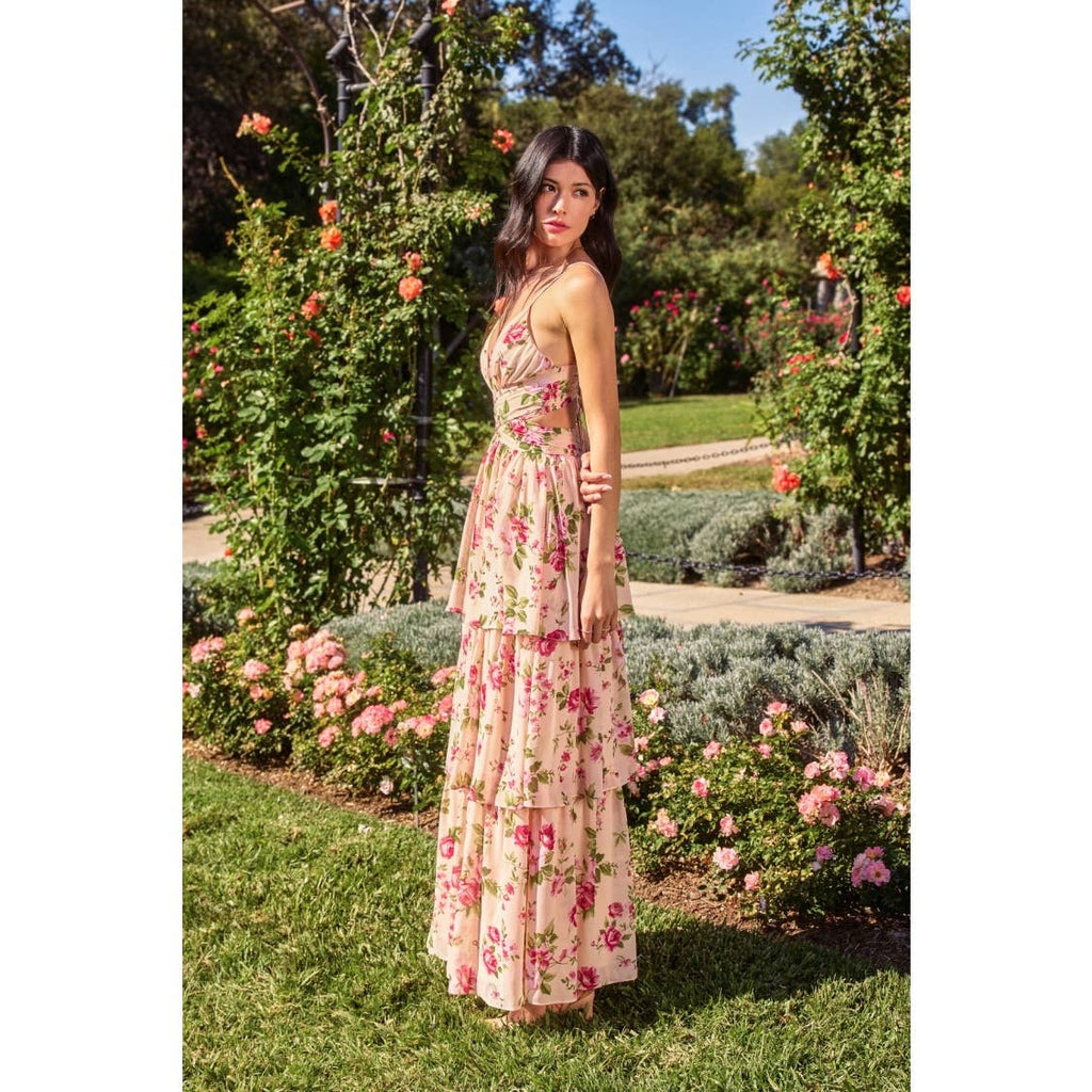 Sweet Emotion Ruched Ruffle Tiered Maxi Dress