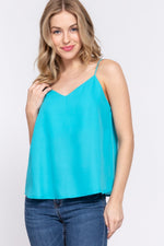 Double V-Neck Cami Woven Top