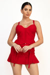 Ruffled Boned Corset Crop Top