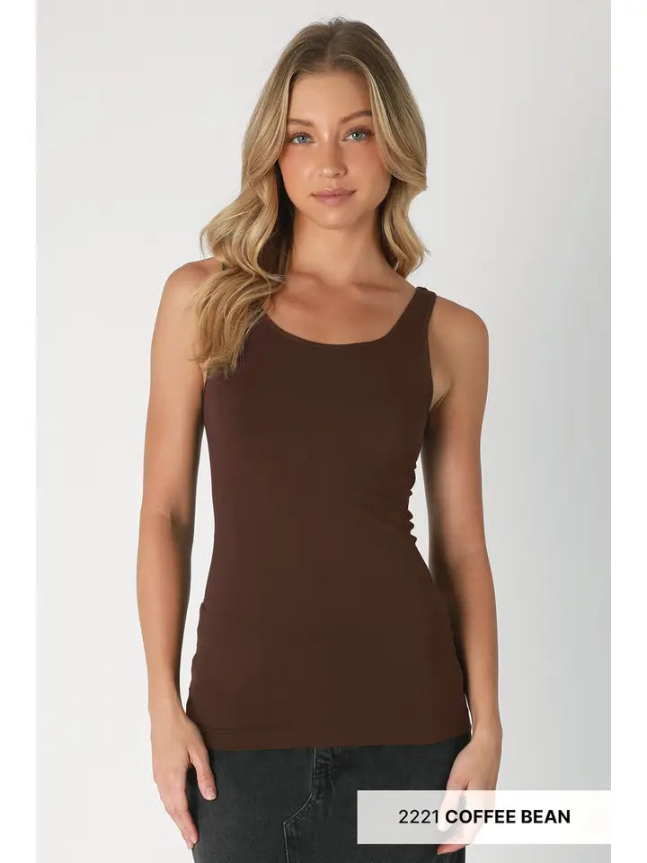 Seamless Jersey Tank Top - Navy, Burgundy, Cognac, Royal Blue, Coffee Bean