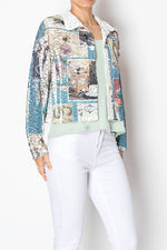 Origami Sequin & Lace Crop Jacket