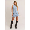 Pleated Denim Shorts