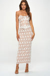 Lace Mesh Drawstring Top & Maxi Skirt Set