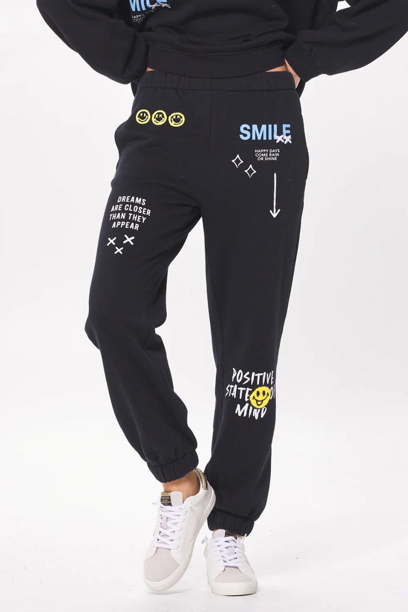 Vintage Havana- Heavy Surfwash Fleece Jogger With Graffiti