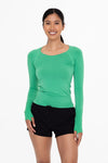 Seamless Perforated Top With Thumbholes