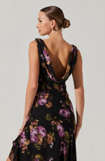 ASTR The Label Black Purple Floral Dress