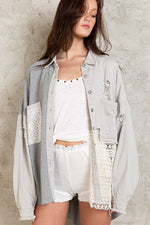 Lace Patch Button Down Shacket