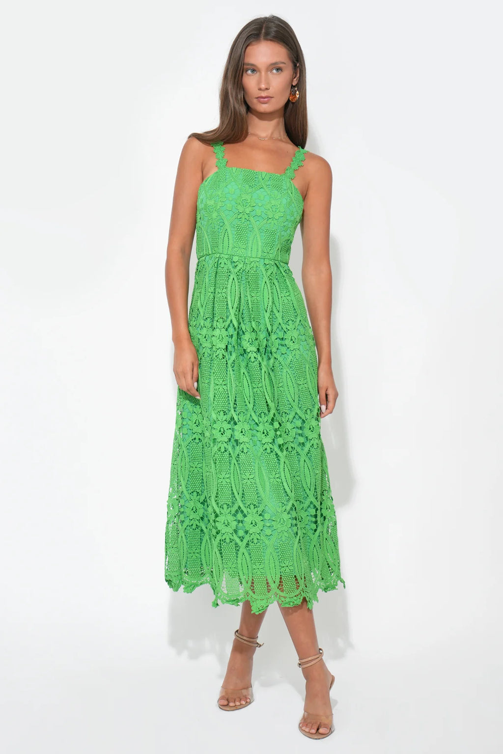 Adelyn Rae Blair Flower Tie Straps Lace Midi Dress – TandyWear