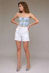 Hidden "Ava" High Rise A-Line Shorts w/ Tie Strap