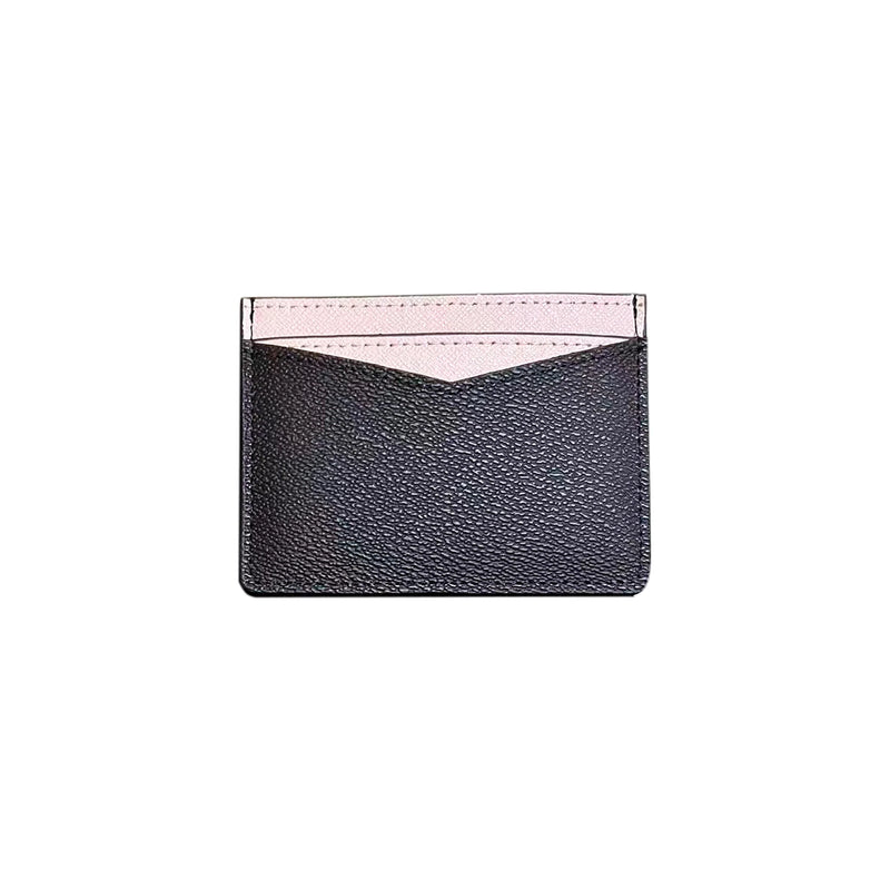Sleek black credit card holder with a textured finish and a light pink top, ideal for stylish organization in Long Island boutique fashion.