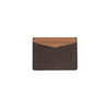 Sleek brown BC credit card holder features textured leather with tan accents, perfect for stylish organization at a Long Island boutique fashion.