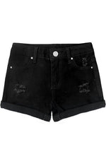 Distress Double Roll-Up Shorts- Girls