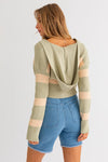 Cropped Stripe Sweater Hoodie
