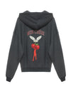 Charcoal gray cropped hoodie featuring a playful graphic of a cherry and angel wings with "MON CHÉRI" text, perfect for Long Island boutique fashion.