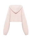 Cozy light pink zip-up hoodie featuring a fluffy texture and cropped fit, perfect for relaxed Long Island boutique fashion.