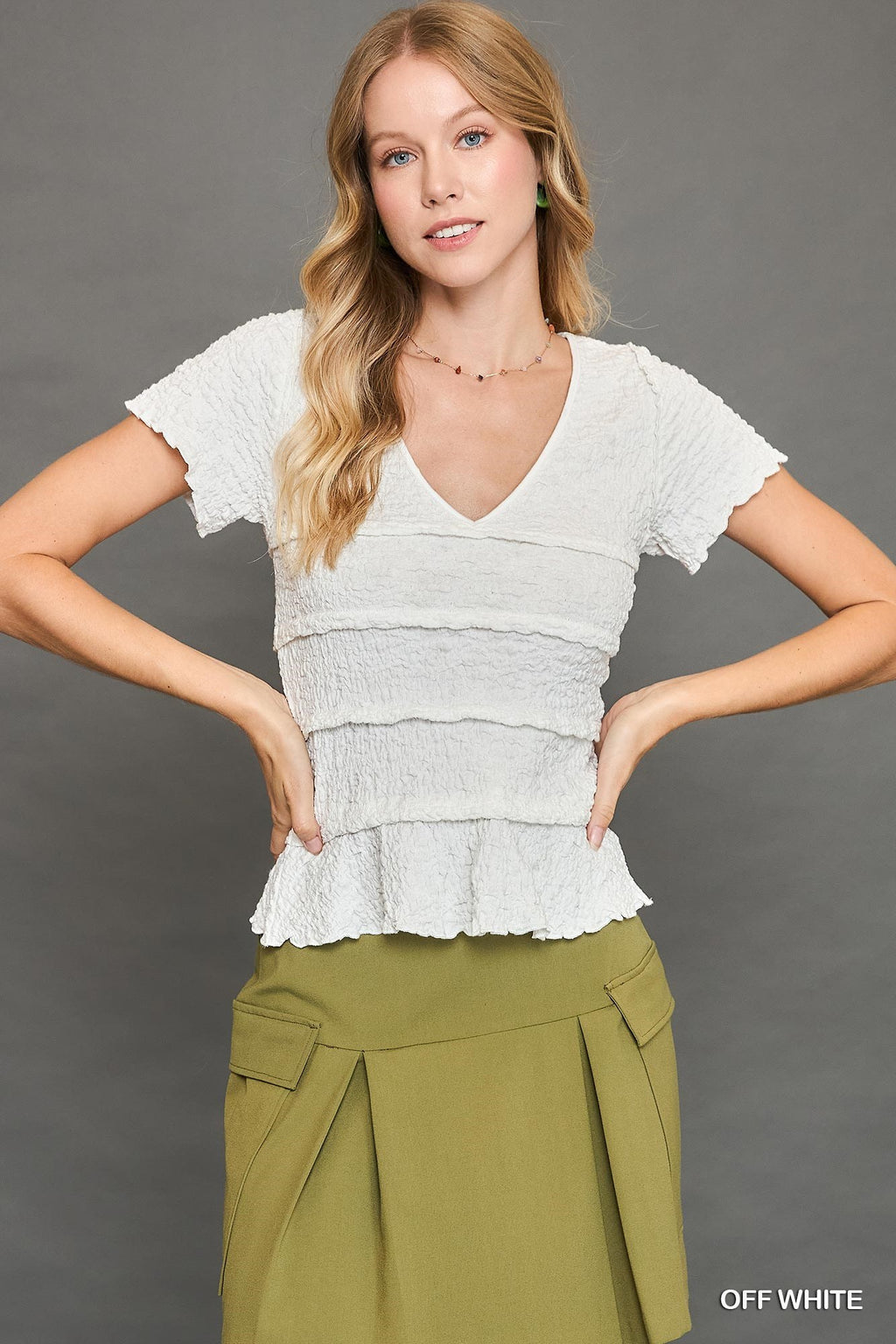 V-Neck Woven Tiered Top
