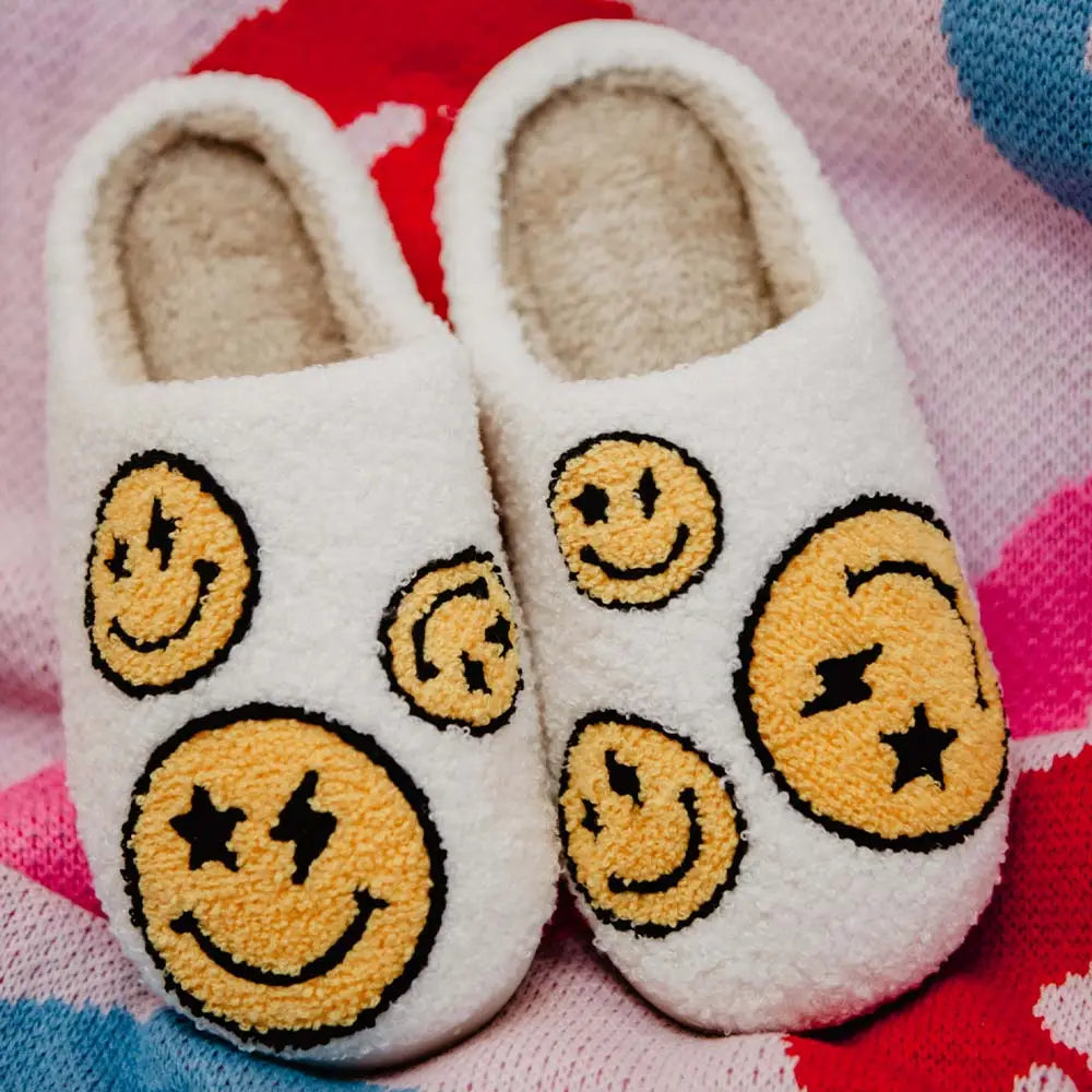 Star And Lightning Eyes Happy Face Slippers