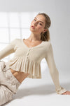 Layla V-Neck Ruffle Crop Cardigan
