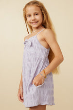 Textured Bow Front Tank Romper- Girls