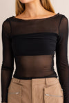 Boat Neck Mesh Top