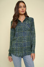 Washed Plaid Button Down Shirt